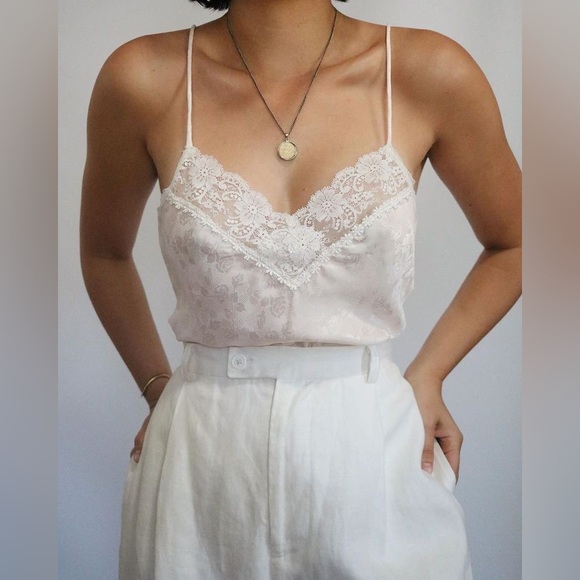 Christian Dior Vintage Lace Trim Embellished Lingerie Camisole Top - Picture 4 of 11